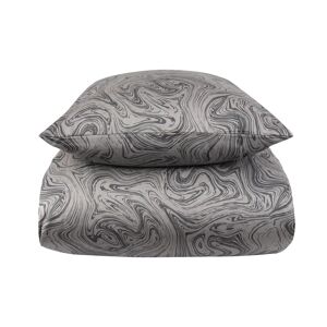 Borg Living Bomuldssatin sengetøj 140x200 cm - Marble dark grey - Gråt sengetøj - By Night sengelinned