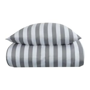 Borg Living Stribet sengetøj - 140x200 cm - Gråt og hvidt sengetøj - Sengelinned i 100% Bomuldssatin - Nordic Stripe