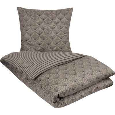 Borg Living Sengetøj dobbeltdyne - 200x220 cm - Vendbart design i 100% Bomuldssatin - Fan grey - Sengesæt fra By Night Borg Living Sengetøj dobbeltdyne - 200x220 cm - Vendbart design i 100% Bomuldssatin - Fan grey - Sengesæt fra By Night
