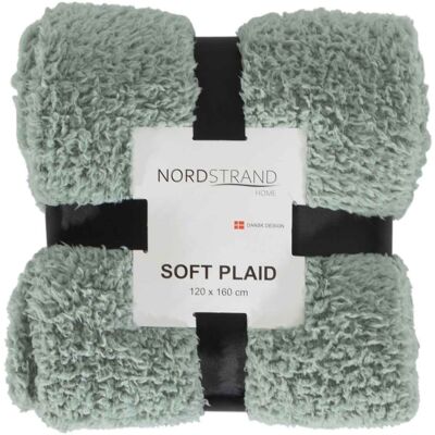 Borg Living Plaid i teddy fleece - 120x160 cm - Støvet grøn - Blødt tæppe fra Nordstrand Borg Living Plaid i teddy fleece - 120x160 cm - Støvet grøn - Blødt tæppe fra Nordstrand