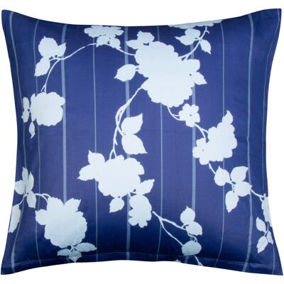 By Borg Pudebetræk 60x63 cm - 100% bomuldssatin - Rosenbloom - Blåt blomstret og stribet print By Borg Pudebetræk 60x63 cm - 100% bomuldssatin - Rosenbloom - Blåt blomstret og stribet print