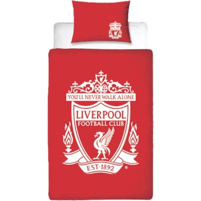 Licens Liverpool sengetøj - 150x210 cm - Rødt vendbart sengesæt med logo - 100% bomulds sengelinned - Fodbold sengetøj Licens Liverpool sengetøj - 150x210 cm - Rødt vendbart sengesæt med logo - 100% bomulds sengelinned - Fodbold sengetøj