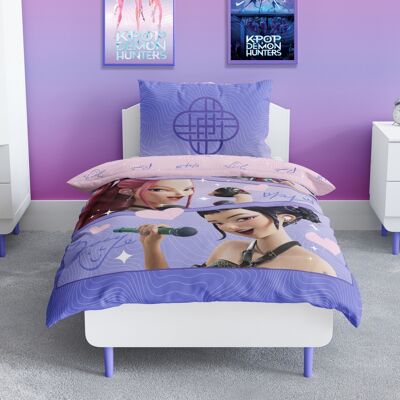 Licens Huntrix sengetøj - 100% bomuld - Børnesengetøj 140x200 cm - Lyserød - KPop Deamon Hunters Licens Huntrix sengetøj - 100% bomuld - Børnesengetøj 140x200 cm - Lyserød - KPop Deamon Hunters