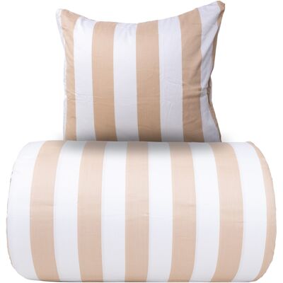 By Night Dobbelt sengetøj 200x220 cm - 100% bomuldssatin - Nordic Stripe - Brede naturfarvet striber By Night Dobbelt sengetøj 200x220 cm - 100% bomuldssatin - Nordic Stripe - Brede naturfarvet striber