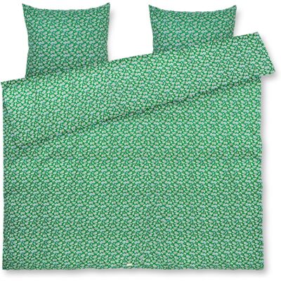 JUNA dobbelt sengetøj 200x220 cm - 100% økologisk bomuldssatin - Pleasantly grøn med blomster JUNA dobbelt sengetøj 200x220 cm - 100% økologisk bomuldssatin - Pleasantly grøn med blomster