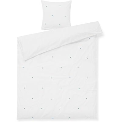 JUNA sengetøj 140x200 cm - 100% økologisk bomuld - Daisy hvid med broderede blomster JUNA sengetøj 140x200 cm - 100% økologisk bomuld - Daisy hvid med broderede blomster
