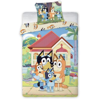 Licens Bluey sengetøj - 100% bomuld - Børnesengetøj 140x200 cm - Bluey og familien - Beige bagside Licens Bluey sengetøj - 100% bomuld - Børnesengetøj 140x200 cm - Bluey og familien - Beige bagside