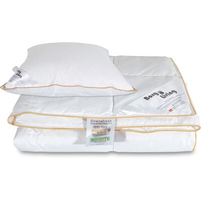 Borg Living Dyne pude sæt - Sommerdyne 150x210 cm + pude med gåsedun - Sommer gåseduns dyne og pude sæt - Borg Living Dyne pude sæt - Sommerdyne 150x210 cm + pude med gåsedun - Sommer gåseduns dyne og pude sæt -
