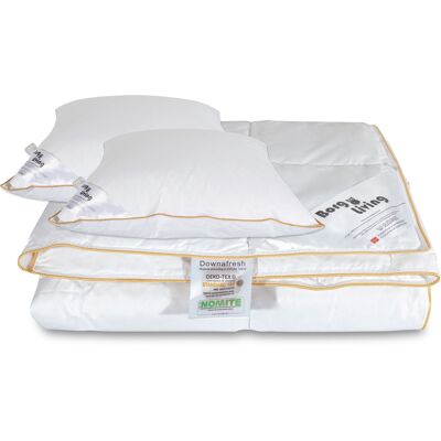 Borg Living Dyne pude sæt - Sommerdyne 200x220 cm + 2 puder med gåsedun - Sommer gåseduns dyne og pude sæt - Borg Living Dyne pude sæt - Sommerdyne 200x220 cm + 2 puder med gåsedun - Sommer gåseduns dyne og pude sæt -