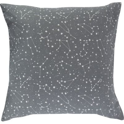 Borg Living Pudebetræk 60x63 cm - 100% Bomuld - Zodiac grey - Vendbart med stjerner Borg Living Pudebetræk 60x63 cm - 100% Bomuld - Zodiac grey - Vendbart med stjerner