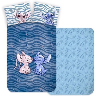 Licens Stitch sengetøj - 100% bomuld - Junior sengetøj 100x140 cm - Angel og Stitch - Blå Licens Stitch sengetøj - 100% bomuld - Junior sengetøj 100x140 cm - Angel og Stitch - Blå