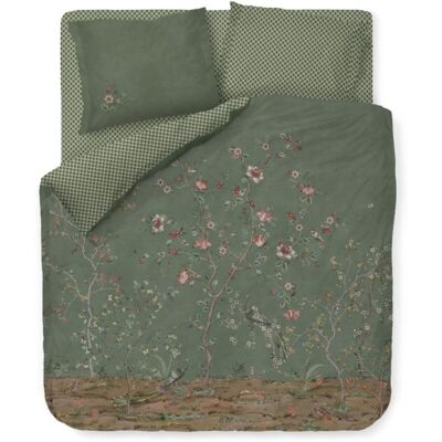 Pip Studio Blomstret dobbelt sengetøj 200x220 cm - Grønt vendbart sengesæt i 100% blød bomuld - Okinawa green - sengelinned Pip Studio Blomstret dobbelt sengetøj 200x220 cm - Grønt vendbart sengesæt i 100% blød bomuld - Okinawa green - sengelinned