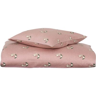 Nuuroo Junior sengetøj 100x140 cm - 100% økologisk bomuldssatin - Mus med paraply Nuuroo Junior sengetøj 100x140 cm - 100% økologisk bomuldssatin - Mus med paraply