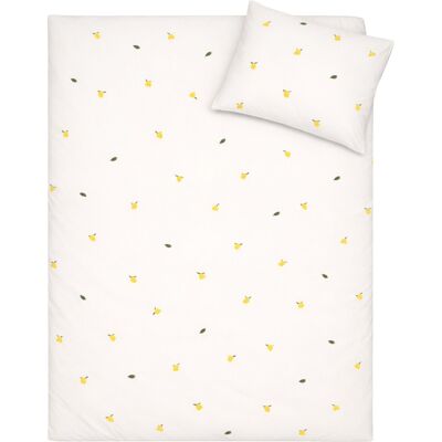 By Mats Citron sengetøj - 100% bomuld - Babysengetøj 70x100 cm - Sandfarvet med citroner By Mats Citron sengetøj - 100% bomuld - Babysengetøj 70x100 cm - Sandfarvet med citroner