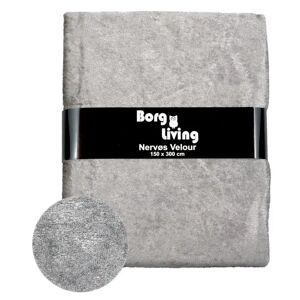 Borg Living Velour dug - 15 meter - Grå - Nervøs velour - Pakke med 15 meter