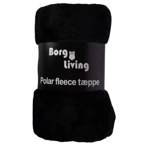Borg Living Fleece tæppe - Sort - 150x200 cm - Blødt og lækkert sofatæppe -