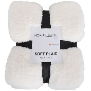 Borg Living Plaid i teddy fleece - 130x170 cm - Hvidt - Blødt tæppe fra Nordstrand