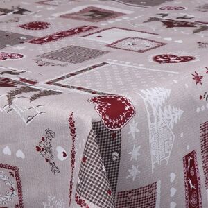 Borg Living Tekstil voksdug - Rulle med 30 meter - Vinterlandskab og julehjerter - 140 cm bred
