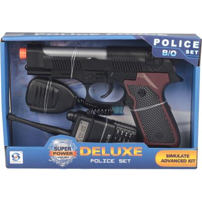 HOME-TEX Politisæt med pistol og walkie-talkie med lyd og lys - 22 cm HOME-TEX Politisæt med pistol og walkie-talkie med lyd og lys - 22 cm