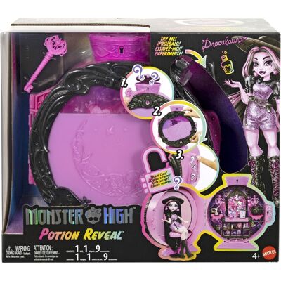 Monster High Draculaura Potion Reveal legesæt med dukke og tilbehør - 9 dele - 30 cm Monster High Draculaura Potion Reveal legesæt med dukke og tilbehør - 9 dele - 30 cm