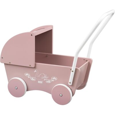 Krea dukkevogn 42x22x44 cm - Rosa med svanemotiv Krea dukkevogn 42x22x44 cm - Rosa med svanemotiv