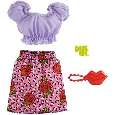 Mattel Barbie Fashion and Access Complete Look - lyserød nederdel med roser Mattel Barbie Fashion and Access Complete Look - lyserød nederdel med roser