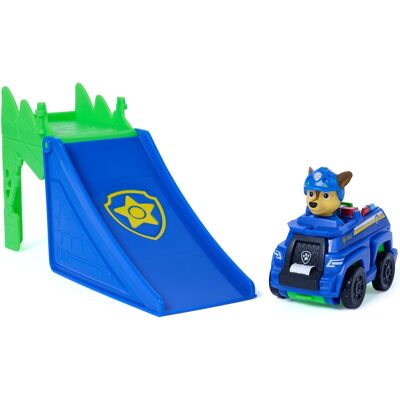PAW Patrol Dino Filmen Pup Squad Jump Flip - Chase med rampe - 6 cm PAW Patrol Dino Filmen Pup Squad Jump Flip - Chase med rampe - 6 cm