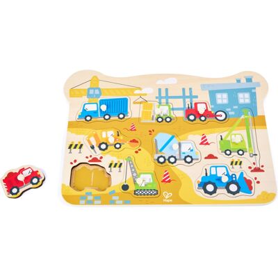 Hape byggepladskøretøjer knoppuslespil Hape byggepladskøretøjer knoppuslespil