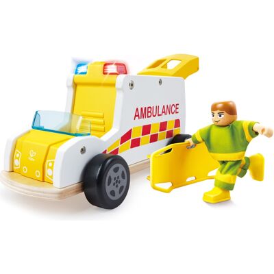 Hape Rapid Response ambulance - udrykningskøretøj med lys, sirene og båre - 26x12 cm Hape Rapid Response ambulance - udrykningskøretøj med lys, sirene og båre - 26x12 cm