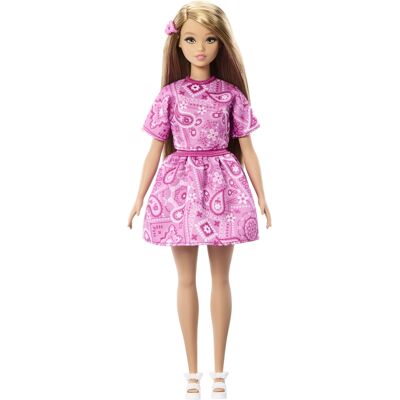 Barbie Fashionista dukke - Pink kjole med paisley-mønster - 30 cm Barbie Fashionista dukke - Pink kjole med paisley-mønster - 30 cm
