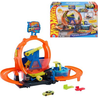 Hot Wheels City Mega Loop bilvask med farveskiftende bil og loop - 26 cm Hot Wheels City Mega Loop bilvask med farveskiftende bil og loop - 26 cm
