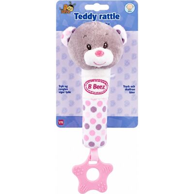 B Beez bamsestavrangle - babylegetøj med lyd og bidering - lyserød - fra 3 mdr. B Beez bamsestavrangle - babylegetøj med lyd og bidering - lyserød - fra 3 mdr.