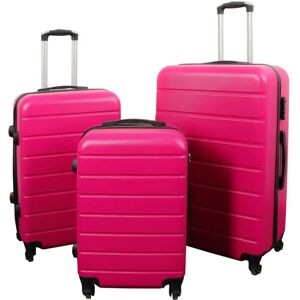 Borg Living Kuffertsæt - 3 Stk. - Eksklusivt hardcase billige kufferter - Pink med striber