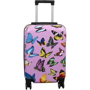 Borg Living Kabine kuffert - Hardcase letvægt kuffert - Trolley med motiv - Pink med sommerfugle print