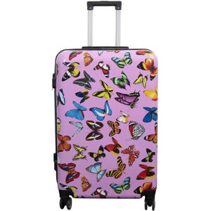 Borg Living Stor kuffert - Hardcase kuffert med motiv - Pink med sommerfugle print - Eksklusiv letvægt kuffert