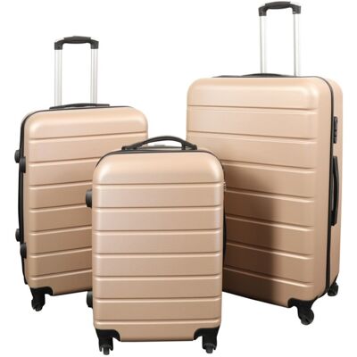 Borg Living Kufferter - Sæt med 3 stk. - Eksklusivt hardcase kuffertsæt udsalg - Guldfarvet med striber Borg Living Kufferter - Sæt med 3 stk. - Eksklusivt hardcase kuffertsæt udsalg - Guldfarvet med striber