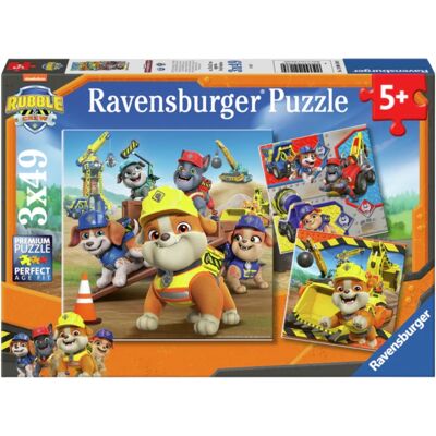Ravensburger Puslespil med Paw Patrol - 3x49 brikker - Rubble Ravensburger Puslespil med Paw Patrol - 3x49 brikker - Rubble
