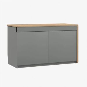 Bisley Skrivebord Hideaway, Farve Dust Grey / Oak, Model Højre