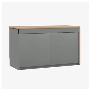 Bisley Skrivebord Hideaway, Farve Dust Grey / Oak, Model Højre