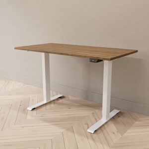 Direkt Interiör Hæve sænkebord - Standard, Bordplade Valnød, Stativ Hvid, Størrelse 120x60 cm