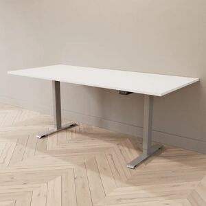Direkt Interiör Hæve sænkebord - Standard, Størrelse 180x80 cm, Bordplade Hvid, Stativ Sølv
