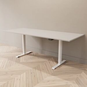 Direkt Interiör Hæve sænkebord - Standard, Størrelse 200x80 cm, Bordplade Lysegrå, Stativ Hvid