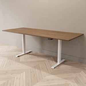 Direkt Interiör Hæve sænkebord - Standard, Størrelse 200x80 cm, Bordplade Valnød, Stativ Hvid