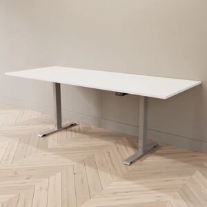 Direkt Interiör Hæve sænkebord - Standard, Størrelse 200x80 cm, Bordplade Hvid, Stativ Sølv