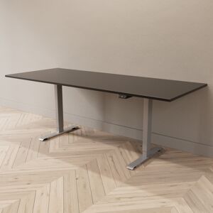 Direkt Interiör Hæve sænkebord - Standard, Størrelse 200x80 cm, Bordplade Sort, Stativ Sølv