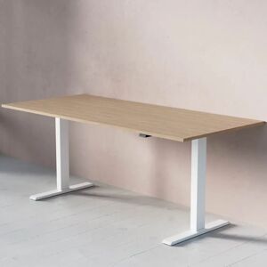 Direkt Interiör Hæve Sænkebord ACT - Basis, Størrelse 180x80 cm, Bordplade Eg, Understel Hvid
