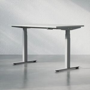 Brizley of Scandinavia Hæve sænkebord - Premium, Størrelse 120x70 cm, Bordplade Lysegrå, Stativ Sølv