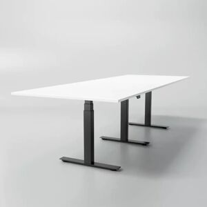 Direkt Interiör Hæve sænke konferencebord Modul, Størrelse 320 cm, Ben Sort, Farve Hvid