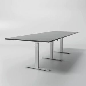 Direkt Interiör Hæve sænke konferencebord Modul, Størrelse 320 cm, Ben Sølv, Farve Sort