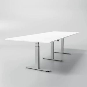 Direkt Interiör Hæve sænke konferencebord Modul, Størrelse 280 cm, Ben Sølv, Farve Hvid